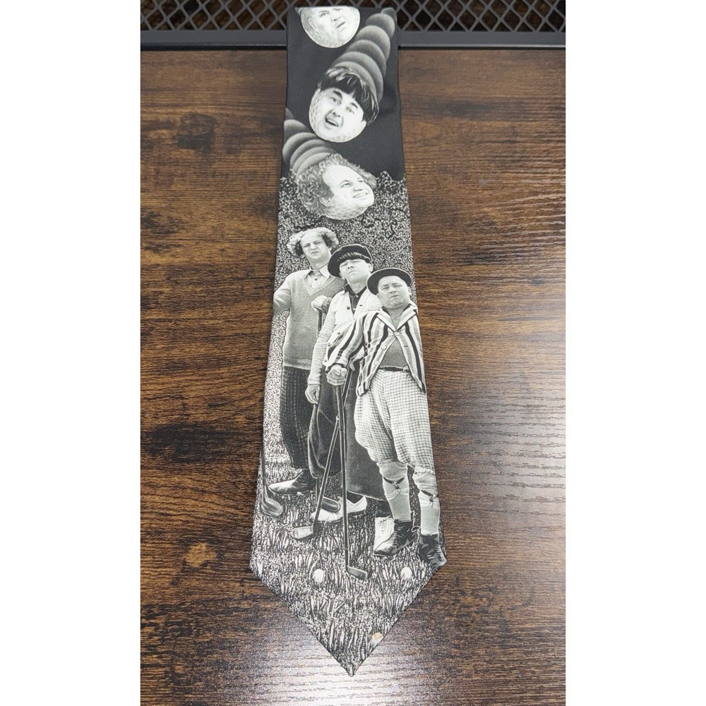 Vintage Ralph Marlin The Three Stooges Novelty Necktie 1995 Golf Theme Funny USA